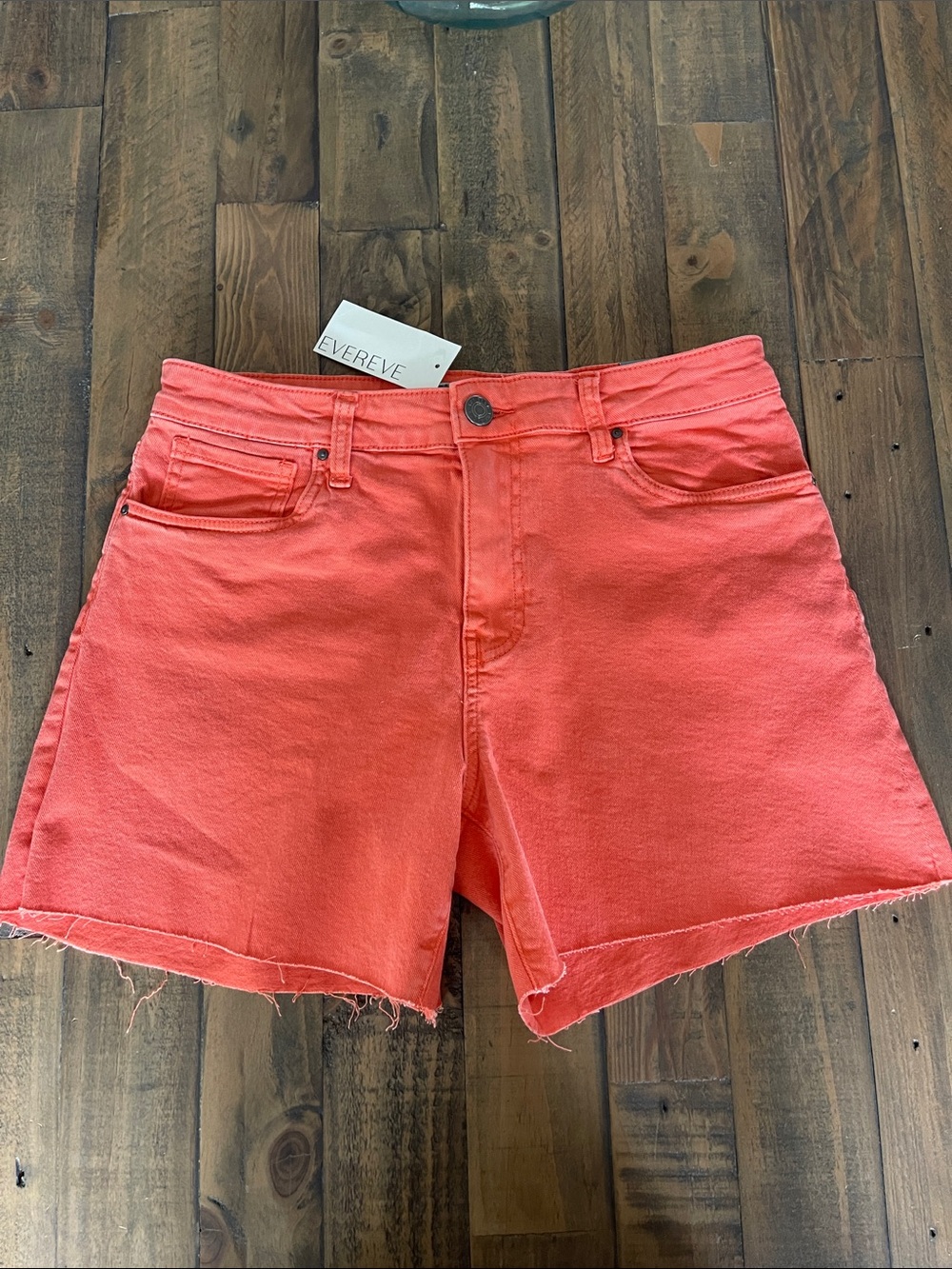 Kut from the Kloth Coral High-Rise Raw Hem Jean Shorts